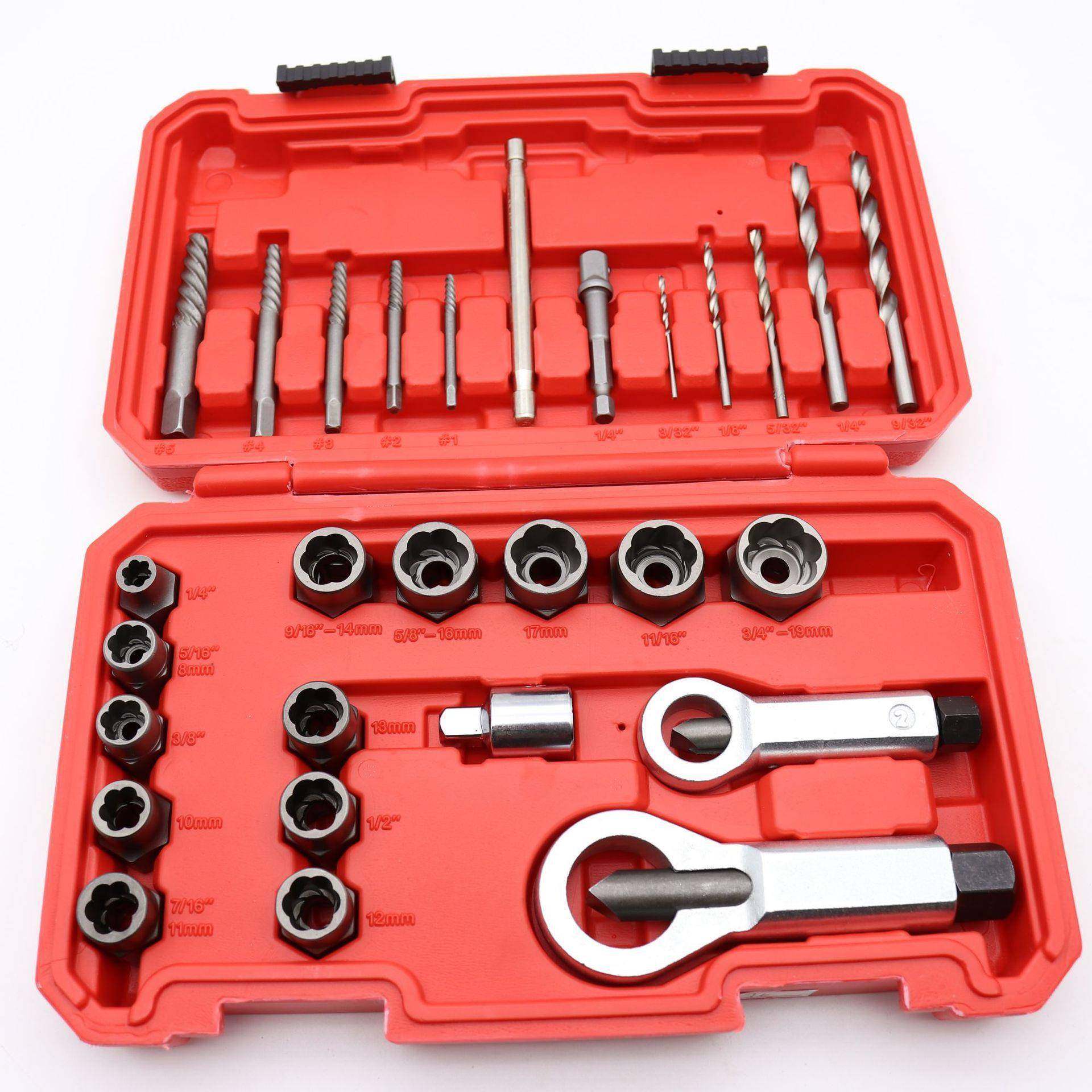 28PC螺母分离断丝取出器生锈螺帽破开器滑牙螺栓反牙套筒汽修工具,收纳整理,烫衣板及配件,淘宝优惠券,粉丝福利购,淘宝优惠卷