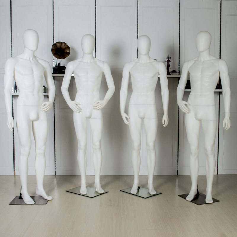 新款哑白男全身模特服装道具橱窗展示架假人抽象人头男装模特衣架