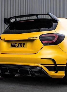 适用于奔驰A级W176改装A4MG款亮黑后唇四出尾喉小包围套件