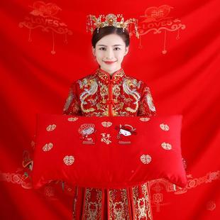 婚大红绣全棉枕花芯立体纯棉仪征棉枕庆头人枕软单厂家WL88一只装
