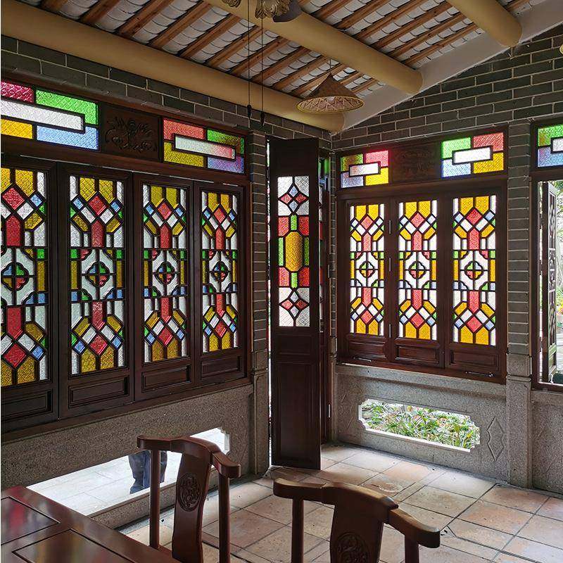 西关大屋岭南情满洲窗海棠玻璃叠推满洲窗中式拉复古门窗折屏风厂