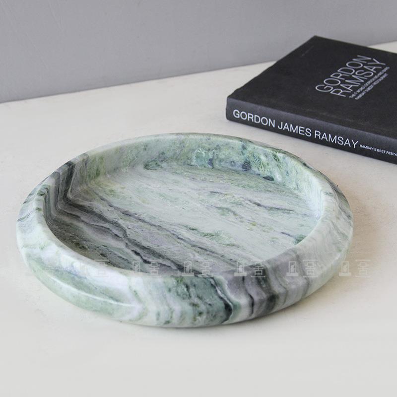 极创意简意式黑金花祖母绿高档客大理石果UOY盘收纳托厅售楼部酒