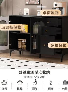 岩板餐柜多功能RII茶水边柜储客厅复古风家用墙靠收纳物柜吧台柜