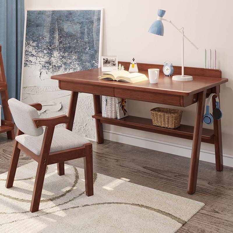 实木书简约卧室学桌生带屉写字台中式电抽脑桌日式家HJK用学习桌