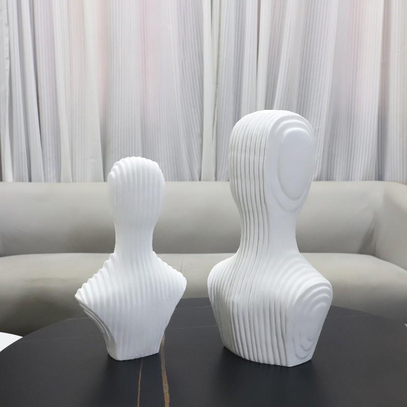 现代简1323约几何白色抽象人雕塑树店脂摆件厅客卧室玄关物酒家居