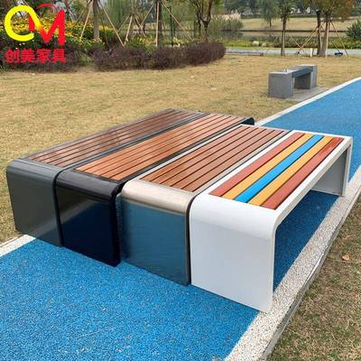 不锈钢户外椅塑6540木公交园公园排椅室外铁艺公站小广区场折叠便