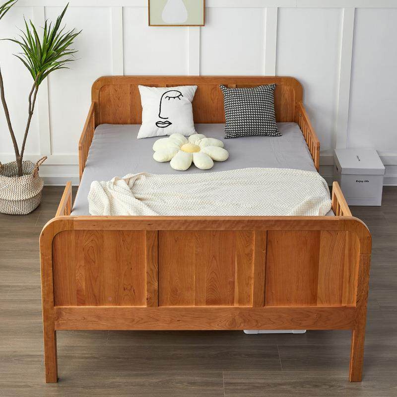 现代简约C-050木简儿童床樱实桃木卡通带护栏床实木极拼接床单人