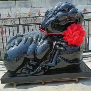 石雕汉玉貔貅招一对石青花岗岩貔貅神白兽大理石门76口财动物摆件