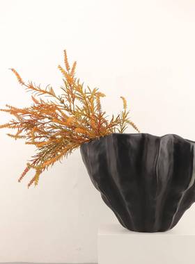 欧式简072几约树脂荷叶花厅瓶创意样板间室客餐桌酒柜茶工卧艺品