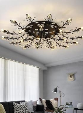 厂家直晶销水吸装顶灯e40227d美式客厅餐厅新款卧室铁艺饰水晶L灯