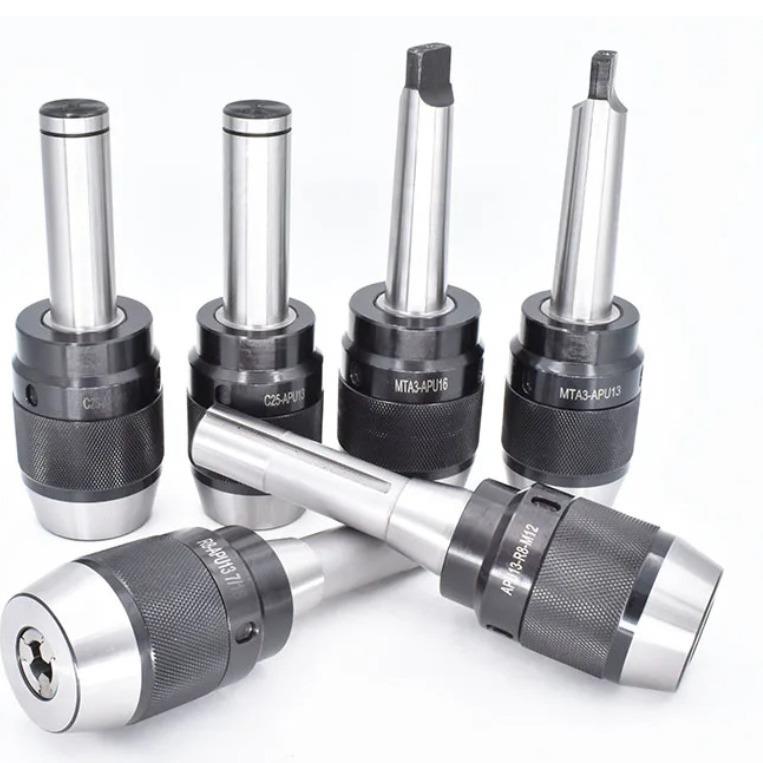 铣床自锁钻夹头R8APU1-M128R8-APU1--RAPU16-M12长柄一体式自紧钻