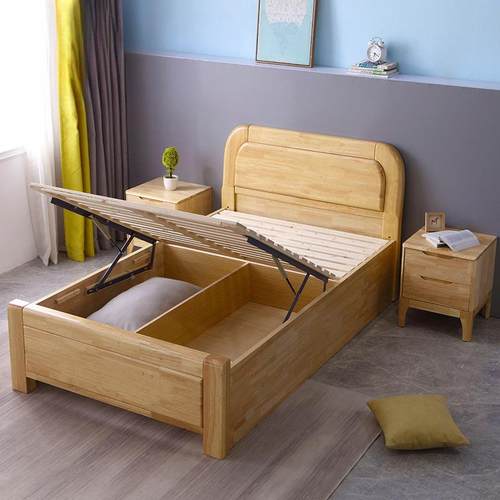 1米2实木床一二5单人床1.成人小2户型儿童床1.03243m米气压高箱储