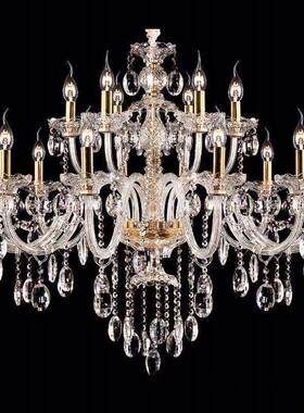 轻奢晶灯吊欧式客厅办l公ed楼梯灯会水议室吊灯别MD8930墅酒店大