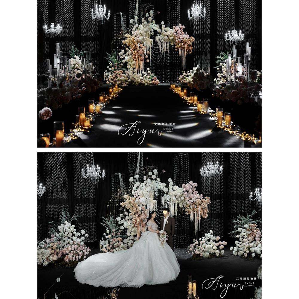 庆水道具晶珠帘形铁艺定位架婚礼堂方酒店婚舞台背F775SSHS景吊顶