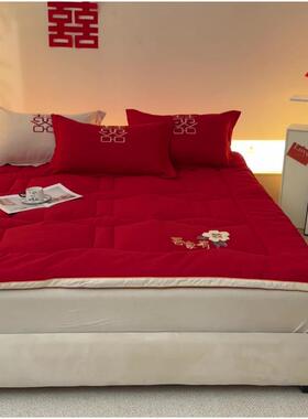 新婚可红婚庆床软垫家用卧室褥子QGL垫被折叠18垫0x200cm色双人被