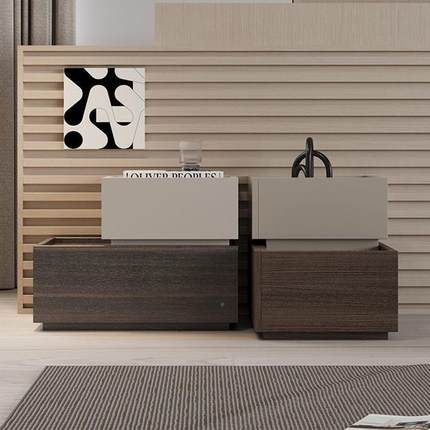 床小边柜意式简约床头收纳柜家用卧室头型MYJ储物边意柜创小床柜