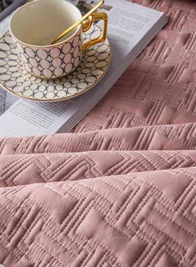 P2205068夹式棉床单色绗缝床盖加纯厚床罩美式欧磨床毛盖三件套彭