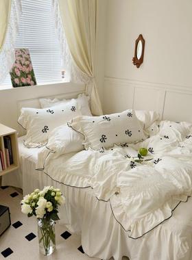 纱床单四件套水洗泡泡夏奶季新款公主油风棉床j58620品床裙床笠被