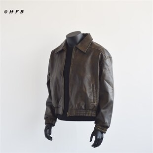HFB 秋季新款宽松百搭短款显高皮衣夹克机车休闲外套上衣男士L154