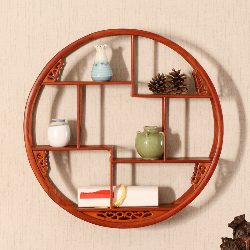 挂墙式红花梨木小号博古架实木中式多宝阁复古茶壶茶具收纳架挂壁
