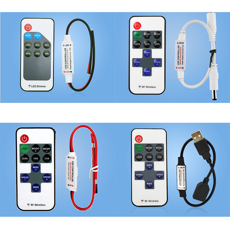 RF11/14/9键单色控制器 单色灯条灯带5-12V射频遥控器 led调光器