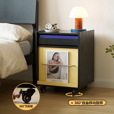 榆柳轩实木包豪斯床头柜家用卧室收纳储物柜2025新款可移动床边柜