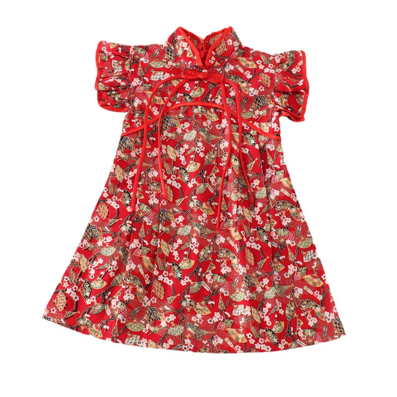 女童旗袍短袖连衣裙儿童汉服改良中国唐装小女孩连身公主裙子夏季