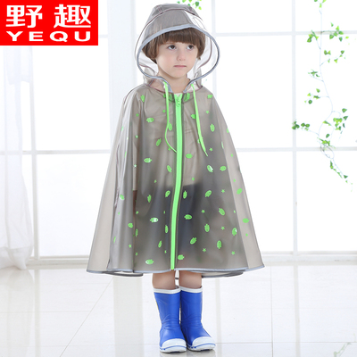 野趣透明儿童雨衣雨披男童女童宝宝带书包位雨衣小孩户外雨衣雨披