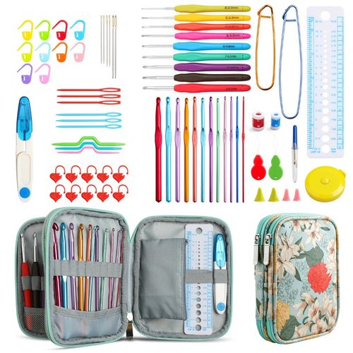 复古双层手工编织钩针工具套装金属蕾丝竹制勾针套装毛线衣送教程