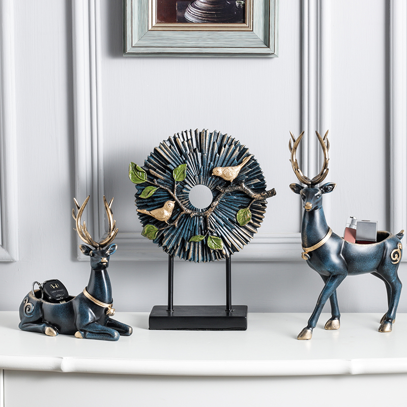 创意鹿摆件收纳软装饰品开业乔迁电视柜中式招财玄关情侣结婚礼物