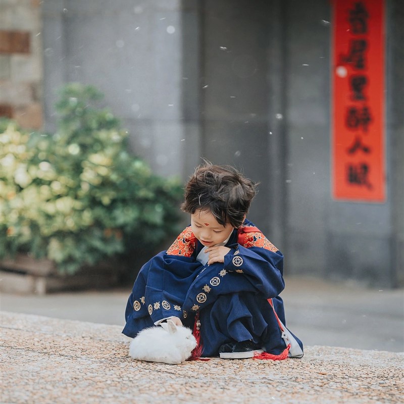 男童拜年汉服新中式国风女宝周岁礼服儿童古风加绒加厚冬明制道袍