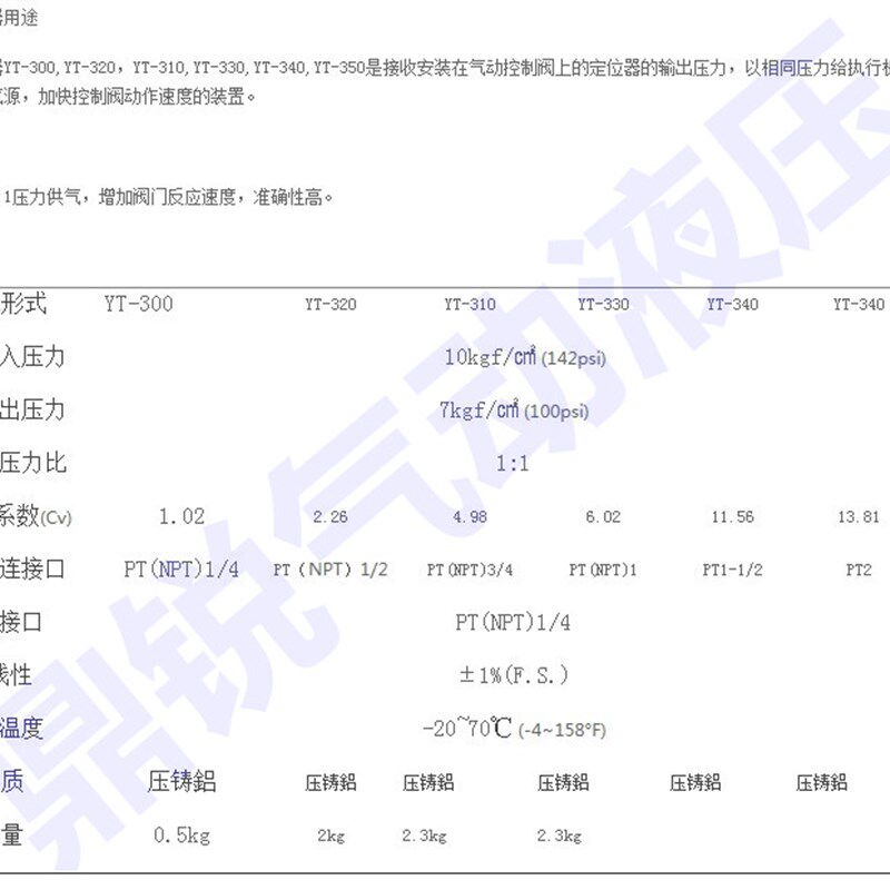 YT-300N1 YT-310N1 YT-320 气动阀门放大器 YTC型气动放大器