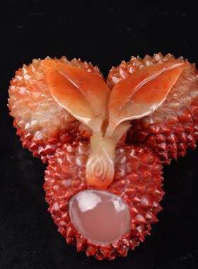 定做红石寿山石摆件精品天然石雕摆件精雕荔枝手把件硕果累累名利