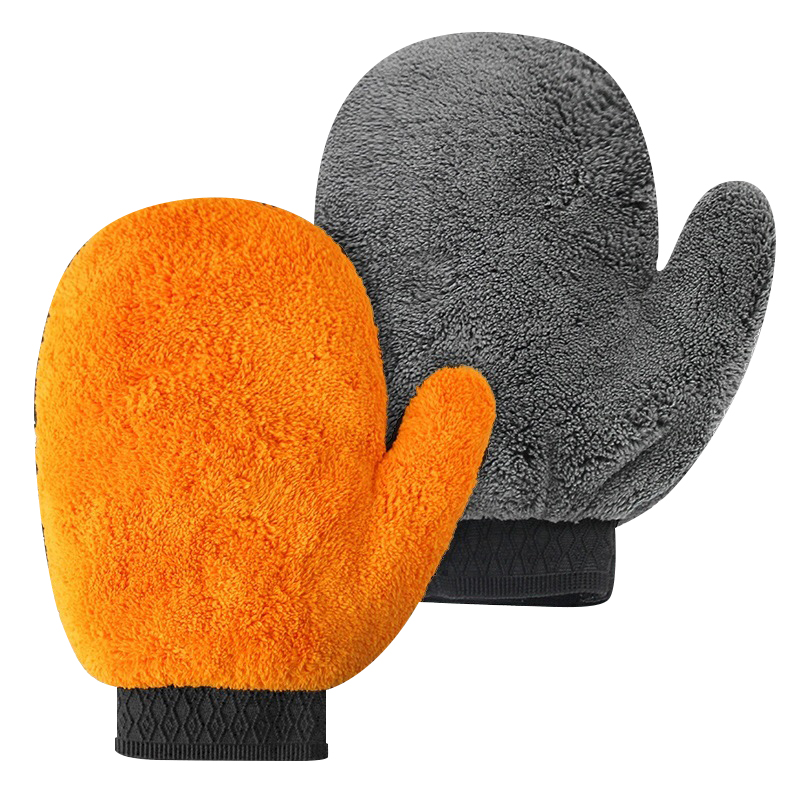 洗车手套不伤漆面防水专用抹布珊瑚毛绒熊掌擦车汽车美容专业刷车