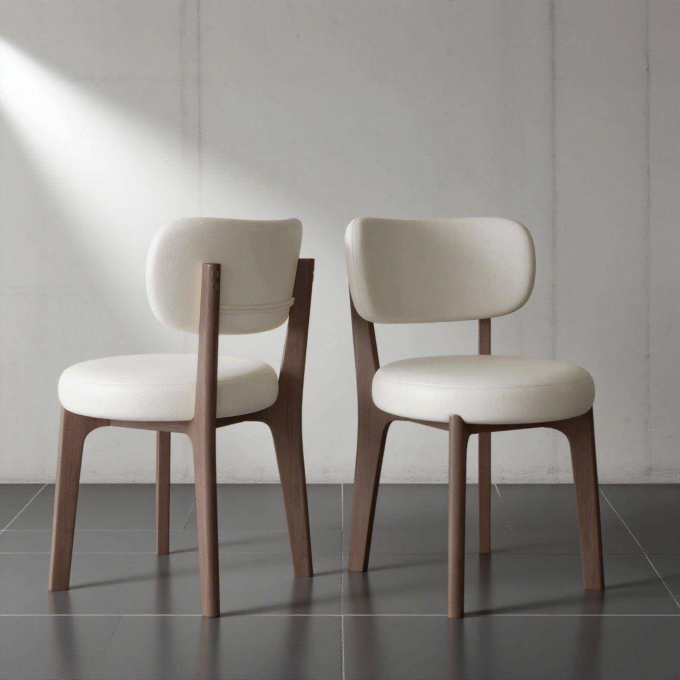 意式极简实木餐椅家用网红奶油风靠背椅子轻奢高级感餐厅餐桌椅凳