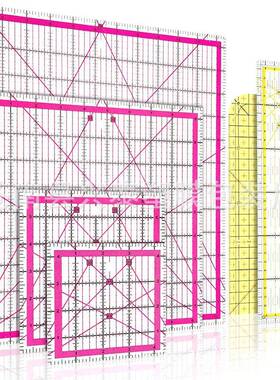 亚克力缝纫拼布尺六件套正方型模板新款粉色黄色蓝色三色现货供应