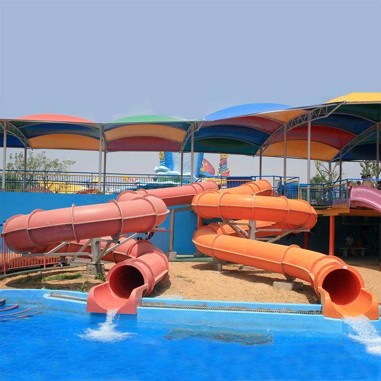 儿童水上滑梯双滑道家庭组合滑梯水上乐园小型玻璃钢滑梯供应