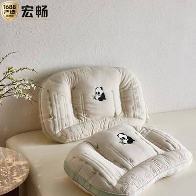 新款熊猫抱竹护家单人竹纤维枕用头颈护颈椎助睡眠枕MW-0620-芯枕