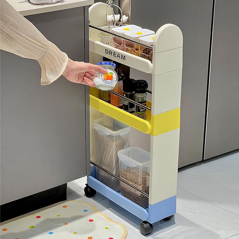 墨简约缝隙卫超窄侧柜冰箱外厨房生间浴唯室置物架洗衣机边夹5019