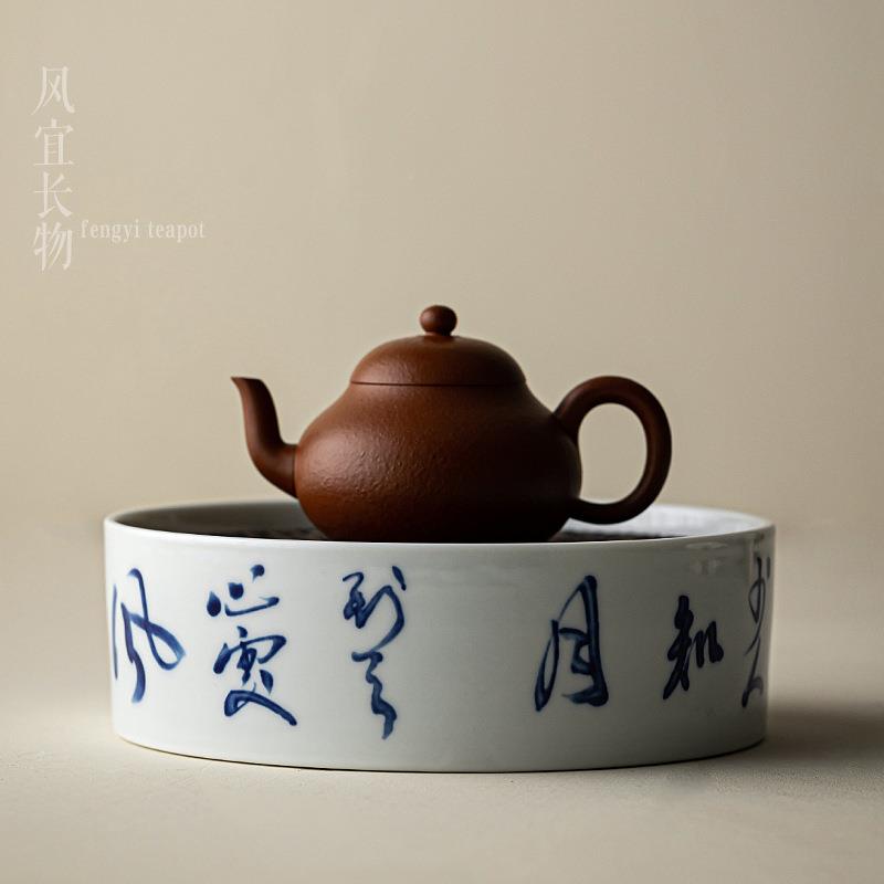 仿古QX-SWHC胎诗文壶承陶瓷干用储水茶盘功夫茶具茶泡承家壶养托