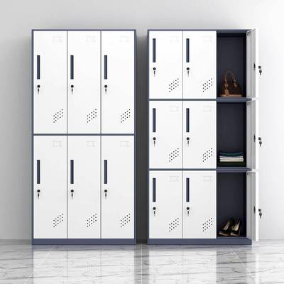 钢制窄边更储衣柜健身房浴BFL-XZ16带室员宿舍物柜子锁工厂多门工