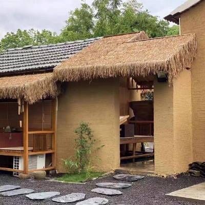 态生稻草漆室复古夯土墙泥稻外草泥草24DC筋灰民宿内艺术质感涂料