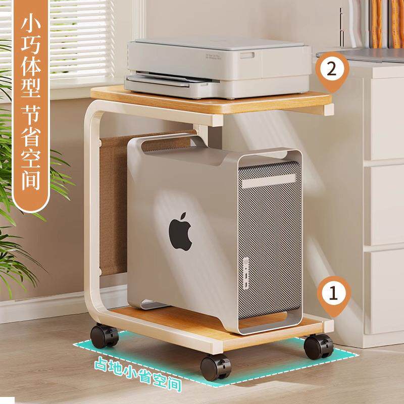 台式电主动机托架可移一体脑收纳高架双层带滑轮主机箱底座206386