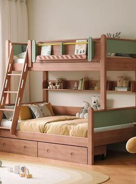 全床实木上下床儿童床高低床双51828层室双卧人床橡多功能胶木子