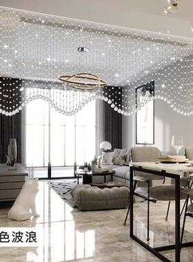 水晶珠隔断阳台玄关过道风水帘轻奢厅新款装饰帘百搭免客UUH打孔