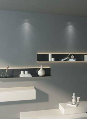 LE层板发上墙金属置物架一字光带灯板客WHJ厅D展示架铁艺壁隔挂书