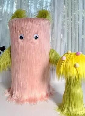 长绒毛红怪花IQE打卡商dp点场酒店播间造场景网毛毛直花朵橱窗美