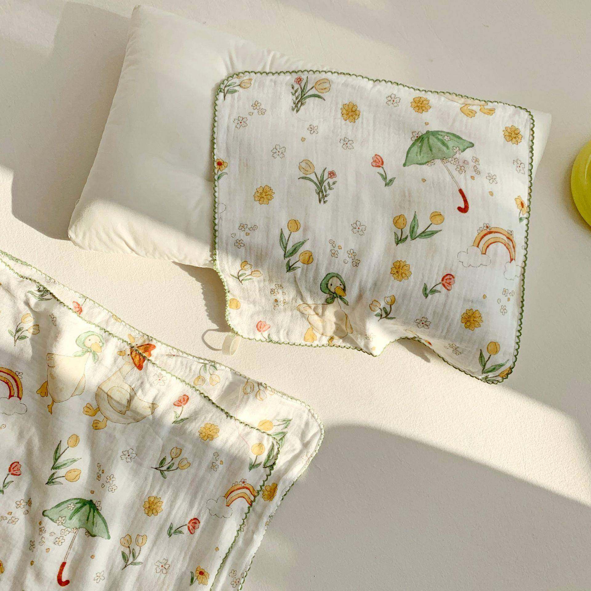 宝宝柔竹软维竹纤撞色波浪边正反两用卡绉通婴幼儿棉ZFS布纱巾绒