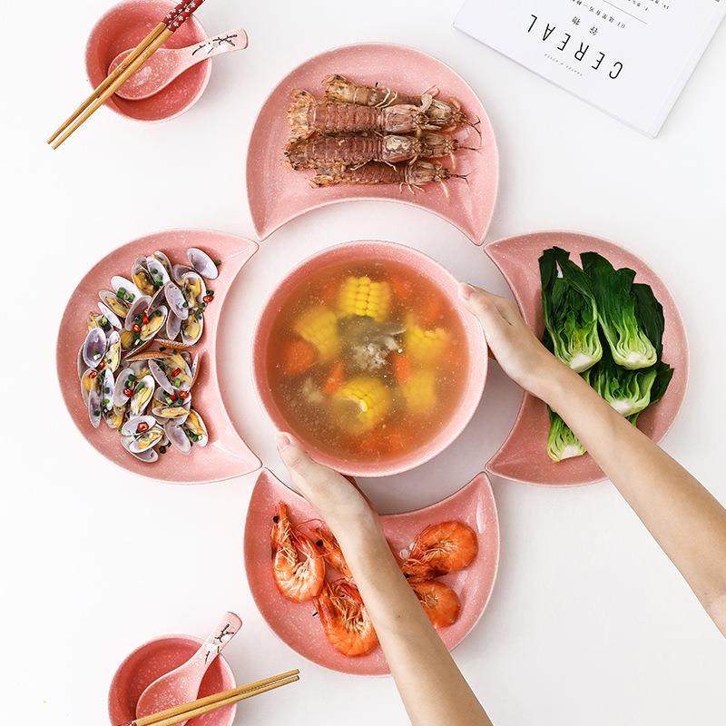 日式月亮拼盘餐具合用盘子餐盘组宴席摆盘装菜釉盘套装下家GFT彩