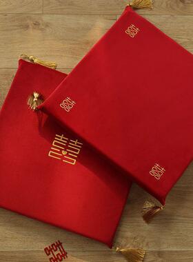 中国结婚新娘坐福垫婚字礼敬茶红色踩喜磕头一婚庆跪垫REA对拜天